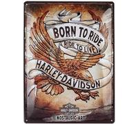 Nostalgic-Art Retro Tin Sign 30 x 40 cm Harley Davidson - Born to Ride Eagle - Gift Idea for Bikers Vintage Design