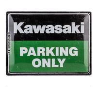 Nostalgic-Art Retro Tin Sign 30 x 40 cm Kawasaki - Parking Only Green - Gift Idea for Bikers Metal Vintage Design
