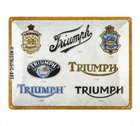 Nostalgic-Art Retro Tin Sign 30 x 40 cm Triumph - Logo Evolution - Gift Idea for Bikers Metal Vintage Design