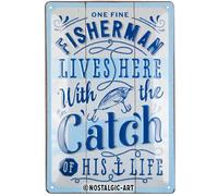 Nostalgic-Art Retro Tin Sign, 7.9" x 11.8", Fisherman Catch - Gift idea for fishing fans, made of metal, Vintage design for wall decoration