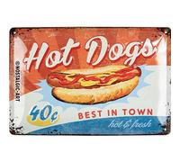 Nostalgic-Art Retro Tin Sign, 7.9" x 11.8", USA Diner Hot Dogs - Gift idea for USA & Diner fans, Metal Plaque, Vintage design for wall decoration