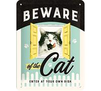Nostalgic-Art Retro Tin Sign - Animal Club - Beware of the Cat - Gift idea for cat lovers, Metal Plaque, Vintage design for decoration, 15 x 20 cm
