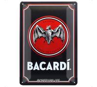 Nostalgic-Art Retro Tin Sign - Bacardi - Logo Black - Gift idea for rum fans, Metal Plaque, Vintage design for wall decoration, 20 x 30 cm