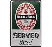 Nostalgic-Art Retro Tin Sign - Beck's - Served Here - Gift idea for beer fans, Metal Plaque, 20 x 30 cm