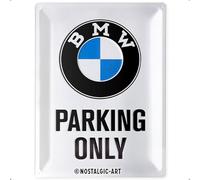 Nostalgic-Art Retro Tin Sign - BMW - Parking Only White - Gift idea for car accessoires fans, Metal Plaque, 30 x 40 cm