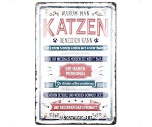 Nostalgic-Art Retro Tin Sign Cats Envy - Paw Plaque Gift Idea Metal Vintage Design for Decoration 20x30cm