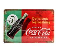 Nostalgic-Art Retro Tin Sign - Coca-Cola - Delicious Refreshing - Gift idea for Coke fans, Metal Plaque, Vintage design for decoration, 20 x 30 cm