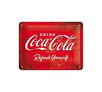Nostalgic-Art Retro Tin Sign - Coca-Cola - Logo Red - Gift idea for Coke Fans, Metal Plaque, Vintage Design for Wall Decoration, 15 x 20 cm