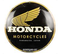 Nostalgic-Art Retro Tin Sign, Diameter 35 cm, Honda MC - Motorcycles Gold - Gift Idea for Honda Accessories Fans, Original Licensed Product (OLP), Made of Metal, Vintage Design, Tin Signs Sayings