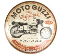 Nostalgic-Art Retro Tin Sign, Diameter 35 cm, Moto Guzzi - The Legendary V-Twin Engine - Gift Idea for Bikers, Original Licensed Product (OLP), Made of Metal, Vintage Design, Tin Signs Sayings