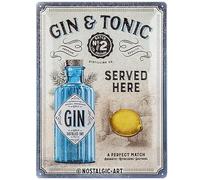 Gin & Tonic Served Here large embossed metal sign 400mm x 300mm