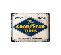 Nostalgic-Art Retro Tin Sign - Goodyear - Logo White - Gift idea for car and motorcycle fans, Metal Plaque, 30 x 40 cm