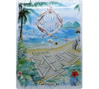 Nostalgic-Art Retro Tin Sign - Happiness is a day at the beach - Gift idea for travellers, Metal Plaque, Vintage design for decoration, 30 x 40 cm