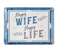 Nostalgic-Art Retro Tin Sign - Happy Wife Happy Life - Gift idea for fans of nostalgia, Metal Plaque, Vintage design for wall decoration, 15 x 20 cm