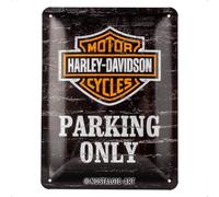 Nostalgic-Art Retro Tin Sign - Harley-Davidson Parking Only - Gift idea for motorcycle fans, Metal Plaque, Vintage design for decoration, 15 x 20 cm