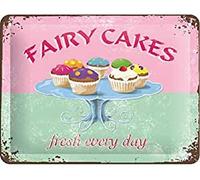 Nostalgic-Art Retro Tin Sign - Home & Country - Fairy Cakes - Kitchen gift idea, Metal Plaque, Vintage design for wall decoration, 30 x 40 cm