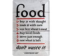 Nostalgic-Art Retro Tin Sign - Home & Country - Food Don’t Waste It - Kitchen gift idea, Metal Plaque, Vintage design for decoration, 20 x 30 cm
