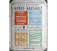 Nostalgic-Art Retro Tin Sign - Hunde-Haushalt Regeln - Gift idea for dog owners, Metal Plaque, Vintage design for wall decoration, 30 x 40 cm
