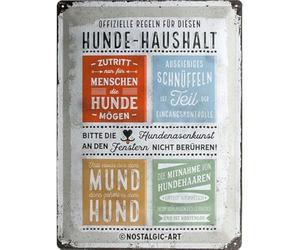Nostalgic-Art Retro Tin Sign - Hunde-Haushalt Regeln - Gift idea for dog owners, Metal Plaque, Vintage design for wall decoration, 30 x 40 cm
