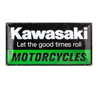 Nostalgic-Art Retro Tin Sign - Kawasaki - Genuine Parts - Gift idea for motorcycle fans, Metal Plaque, Vintage design for decoration, 25 x 50 cm