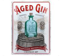Nostalgic-Art Retro Tin Sign - Open Bar - Aged Gin Barrel - Gift idea for cocktail fans, Metal Plaque, Vintage design for decoration, 30 x 40 cm