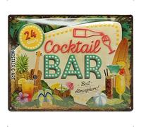 Nostalgic-Art Retro Tin Sign - Open Bar - Cocktail Bar - Gift idea for decoration, Metal Plaque, Vintage design for wall decoration, 30 x 40 cm