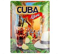 Nostalgic-Art Retro Tin Sign - Open Bar - Cuba Libre - Gift idea for Cocktail Fans, Metal Plaque, Vintage Design for Wall...