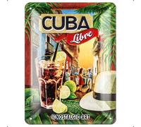 Nostalgic-Art Retro Tin Sign - Open Bar - Cuba Libre - Gift idea for Cocktail Fans, Metal Plaque, Vintage Design for Wall Decoration, 15 x 20 cm