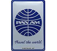 Nostalgic-Art Retro Tin Sign - Pan Am - Logo world - Gift idea for travel addicts, Metal Plaque, Vintage design for wall decoration, 20 x 30 cm