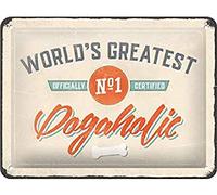 Nostalgic-Art Retro Tin Sign - PfotenSchild - Dogaholic - Gift idea for pet owners, Metal Plaque, Vintage design for wall decoration, 15 x 20 cm