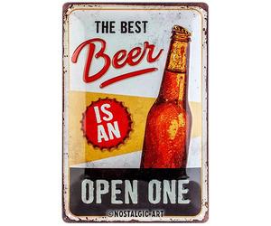Nostalgic-Art Retro Tin Sign - The Best Beer is an Open One - Gift Idea as Bar Accessories Metal Vintage Design for Decoration 20x30cm