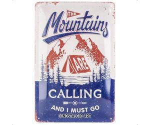 Nostalgic-Art Retro Tin Sign - The Mountains Are Calling - Gift idea for hiking fans, Metal Plaque, Vintage design for wall decoration, 20 x 30 cm