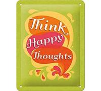 Nostalgic-Art Retro Tin Sign - Think Happy Thoughts - Gift idea for fans of nostalgia, Metal Plaque, 15 x 20 cm