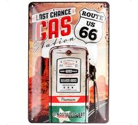 Nostalgic-Art Retro Tin Sign - US Highways - Route 66 Gas Station - Gift idea for USA fans, Metal Plaque, Vintage design for decoration, 20 x 30 cm