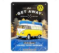 Retro Tin Sign Volkswagen Bulli T1 Let's Get Away Night VW Bus gift idea