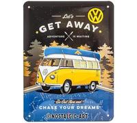 Retro Tin Sign Volkswagen Bulli T1 Let's Get Away Night VW Bus gift idea