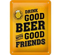 Nostalgic-Art Retro Tin Sign - Word Up - Drink Good Beer - Gift idea for bar decoration, Metal Plaque, Vintage design for decoration, 15 x 20 cm
