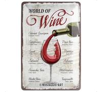 Nostalgic-Art Retro Tin Sign World of Wine - Gift idea for bar decoration, Metal Plaque, Vintage Design for Wall decoration, 20 x 30 cm