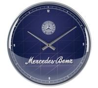 Nostalgic-Art Retro wall clock, Ø 31 cm, Mercedes-Benz - Silver & Blue - Gift idea for Mercedes-Benz fans, large kitchenclock, vintage design