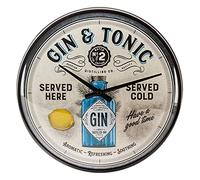 Nostalgic-Art Retro Wall Clock, Diameter 31 cm, Gin & Tonic Served Here - Gift Idea as Bar Accessories, Large Kitchen Clock, Vintage Design