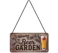 Nostalgic-Art Retro Welcome to The Beer Garden Hanging Sign - Gift Idea for Beer Fans Metal Vintage Design for Decoration 10 x 20 cm