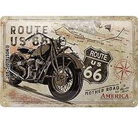 Nostalgic-Art US Highways - Route 66 Bike Map - Gift idea for USA fansRetro Tin SignMetal PlaqueVintage design for decoration20 x 30 cm