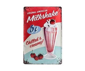 Nostalgic-Art - Vintage Tin Door Sign Wall Plaque 8x12" - Milkshake