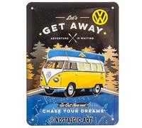 Retro Tin Sign Volkswagen Bulli T1 Let's Get Away Night VW Bus gift idea