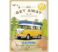 Nostalgic-Art Retro Tin Sign - Volkswagen Bulli T1 - Let's Get Away - VW Bus gift idea, Metal Plaque, 30 x 40 cm