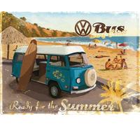 Nostalgic-Art Volkswagen - VW Bulli - Ready for the Summer - Bus gift ideaRetro Tin SignMetal PlaqueVintage design for decoration30 x 40 cm