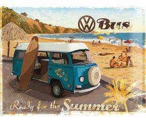 Nostalgic-Art Volkswagen - VW Bulli - Ready for the Summer - Bus gift ideaRetro Tin SignMetal PlaqueVintage design for decoration30 x 40 cm
