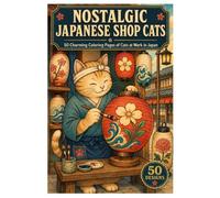 Nostalgic Japanese Shop Cats: 50 Charming Coloring Pages of Cats at Work in Traditional Japanese Shops