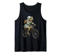 Nostalgic Lady Toad Riding a Bike in Victorian Vintage Dress Tank Top