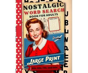Nostalgic Large Print Word Search for Adults: Explore 50 large print word search puzzles inspired by the Golden Age, perfect for adults, seniors, and teens. Rediscover timeless words and memories!